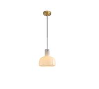 S-Cevada Suspension en Verre Moderne avec Abat-Jour en Forme de Pétale, Douille E27, Luminaire à Hauteur Réglable pour Îlot de Cuisine, Salle à Manger, Chambre, Salon, Café (ivoire)