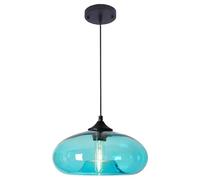 S-Cevada Suspension Industrielle Vintage Ronde en Verre Coloré, Lampe Suspendue au Plafond Retro Loft Bar E27, Lustre Pour Cuisine Salle À Manger Chambre (Turquoise)