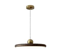 S-Cevada Suspension Moderne LED Luminaire Dimmable Lampe Suspendue en Métal Vintage Couleur Noyer avec Douille Or pour Chambre Îlot de Cuisine Salon Couloir Salle à Manger (Couleur Noyer, 30cm)