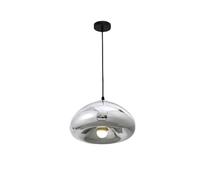 S-Cevada Suspension Moderne Or rose en Verre 30cm Lampe Suspendue Sphérique Luminaire Intérieur pour Salle à Manger Îlot de Cuisine Chambre Couloir Bar (Argent)