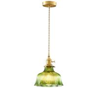 S-Cevada Vintage Lampe à Suspension d'Abat-jour en Verre, Luminaire de Plafond Loft Bar en Laiton E27 Prise, Mini Lustre pour Chambre, Salle à manger, Cuisine (Vert, 18cm)
