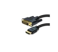 S/CONN Câble HDMI vers DVI-D 2m Noir, Connecteurs plaqués Or, Transfert 7.44 Gbit/s, AWG 30, Cuivre