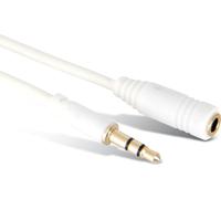 S/CONN maximum connectivity Accessoires pour smartphone-tablette PC-Super Slim Rallonge jack, 3,5mm stéréo mini mâle vers 3,5mm stéréo mini femelle, contacts dorés, câble rond, blanc, 1,5m (33982-W)