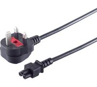 S/CONN maximum connectivity Câble d'alimentation Angleterre, prise mâle à prise femelle C5 à 3 broches, noir, 1,8 m (UK60001)
