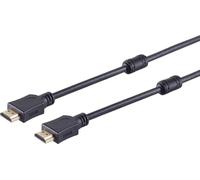 S/CONN maximum connectivity Câble de connexion HDMI-HDMI A mâle vers HDMI A mâle, contacts dorés avec ferrite, Full HD, ULTRA HD, 3D, HEAC, 10,0m (77478-FERRIT)