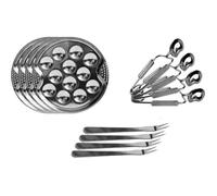 S&D KU6097 Coffret Dégustation Escargots Service 4 personnes Assiettes fourchettes et pinces Gris Inox H22,5 x 3,3 x 32 cm