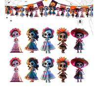 s d'halloween - 10 Pièces Ornements De Fantômes Punk Gothiques avec Corde De 16 Pieds | Décorations Suspendues en Acrylique | Figurines Multicolores Effrayantes pour La Cheminée À Domicile en Pl