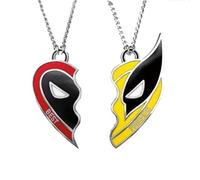 S.F.Pachira Collier d'amitié pendentif demi-cœur super-héros rouge et jaune cadeau amis taille unique Acier