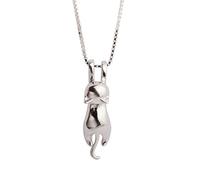 s. Feuille Argent sterling S925 Collier Chat Vernis Miroir Argent Pendentif chat clavicule Collier par S. Feuille