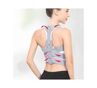 (S, Gray) Posture Corrector Adjustable Back Support Body Brace Lumbar Shoulder Support Belt