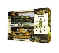 s-idee® 99823 Lot de 2 chars de bataille 1:28 avec système de combat infrarouge intégré 2,4 GHz RC R/C Char radiocommandé, réservoir, véhicule à chaîne, fonction tir infrarouge, son, lumière, nouveau,