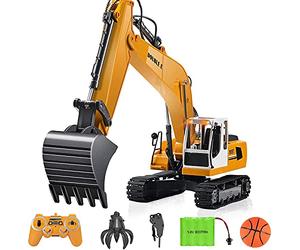 s-idee® E561-003 1/16 Rc Pelle + 3 pièces jointes 15 canaux Excavatrice 1:16 avec 2,4 GHz télécommandée avec Batterie et Chargeur