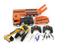 s-idee® Huina 1319 RC Camion bas (orange) et pelleteuse (jaune) Kit Huina 1:24 9 canaux lumière et son télécommandes