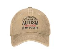 S’il Vous plaît Soyez Patient j’AI l’autisme et Un Pistolet Casquette de Baseball Unisexe drôle dire en détresse Chapeau Vintage en Plein air entraînements Doux Couvre-Chef