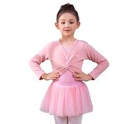 s.lemon Chandails de Ballet,Cardigan de Ballet à Manches Longues Coton pour Enfant Rose 110