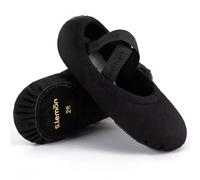 s.lemon Chaussure de Ballet,Toile Élastique Semelle Fendue Chausson Ballet pour Filles Femmes Noir 23
