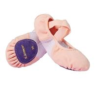 s.lemon Chaussure de Ballet,Toile Élastique Semelle Fendue Chausson Ballet pour Filles Femmes Rose Blanc 35