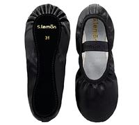 s.lemon Leather Ballet Shoe Enfants Cuir Semelle Complète Chaussons de Danse Ballet Noir 31