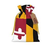 S Linen Sacs cadeaux de Noël avec cordon de serrage Motif drapeau de l'État du Maryland