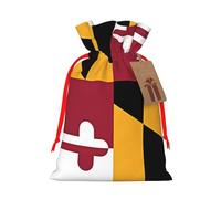 S Linen Sacs cadeaux de Noël avec cordon de serrage Motif drapeau du Maryland