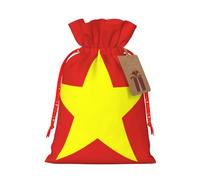 S Linen Sacs cadeaux de Noël avec cordon de serrage Motif drapeau vietnamien