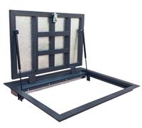 S-Lion Trappe de sol Thermo Max 4, 60 x 80 cm, avec ressort à gaz, verrouillage avec poignée et joint à quatre côtés, couvercle de regard pour cave et puits d'inspection, cadre en acier profilé 600 x