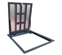 S-Lion Trappe de sol Thermo Max 4, 90 x 60 cm, avec ressort à gaz, verrouillage avec poignée et joint à quatre côtés, couvercle de regard pour cave et puits d'inspection, cadre en acier profilé en