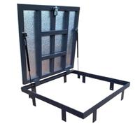 S-Lion Trappe de Sol Thermo Max Plus 100 x 100 cm, avec Vérin à Gaz & Verrouillage avec Poignée, Trappe pour Cave & Regard de Visite, Cadre en Profilé d’Acier, Regard 1000 x 1000 mm