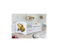 s - Lit babydreams 2 blanc Excavatrice tiroir et matelas inclus 140/70