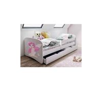 s - Lit babydreams 2 blanc Fée et papillons tiroir et matelas inclus 140/70