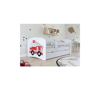 s - Lit babydreams 2 blanc Pompiers tiroir et matelas inclus 180/80