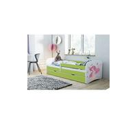 s - Lit babydreams 2 vert Fée et papillons tiroir et matelas inclus 160/80