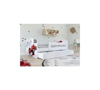 Kocot Kids - Lit babydreams 2 vert Formula Un tiroir et matelas inclus 160/80 Blanc