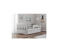 s - Lit classic 1 mix gris tiroir et matelas inclus 140/80