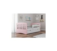 s - Lit classic 1 mix rose poudré tiroir et matelas inclus 140/80