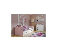Kocot Kids - Lit Julie mix rose poudré tiroir et matelas inclus 140/80 Rose