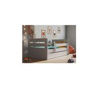 s - Lit Tomi mix gris tiroir et matelas inclus 140/80