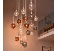 s.luce Echos Lampe Suspendue en Verre, Abat-jour Ø 18/25cm, 500cm Blanc