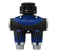 S&M 590283 Distributeur Droit de 2 Sorties avec entrée filetée Femelle 3/4" - 1" et 2 Sorties mâles 3/4" avec clés d'arrêt Individuelles pour connecter Un programmateur ou des tuyaux d'arrosage