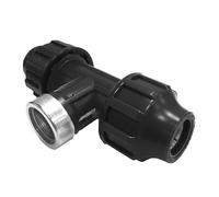 S&M 725418 - Té avec Deux bouches de Ø 40 mm et Filetage Femelle de 1/4" avec Renfort en Acier | Connecteur en polyéthylène Noir | Conçu comme raccord Rapide pour tuyaux d'arrosage de 40 mm