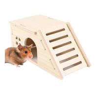 s Maison pour hamster - 17,5 x 8,8 x 7 cm - En bois - Avec échelle - Jouet cachette pour grands hamsters - Maison d'escalade - Décoration de paysage - Accessoires pour lapins et cochons d'Inde