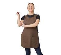 S MARRON Tablier sans manches femme type blouse chasuble avec patte réglage Pressions