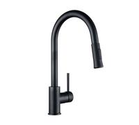 S Matt Black Handle Tirez vers Le Bas du mélangeur Single Trou Horde Poignée avec pulvérisateur pivotant à 360 degrés d'eau, Robinet de Cuisine
