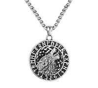 S Men, hommes femmes Viking Rune Wolf Head Chains pour Nordic Steel Fenrir Amulet Jewelry Scandinave Fashion Vintage Celtic Pagan Viking Gift (