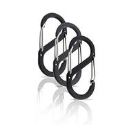 S Mousqueton 3 pièces - Mousqueton Porte-clés - Mousqueton à Double Ouverture - Mini Mousqueton - Set de mousquetons - Mousqueton Petit - pour Le Camping, la pêche ou Le Sport. (Noir 52x23 mm)