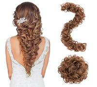 S-noilite Chapeau pour chignon long extensions de cheveux pour queue de cheval et cheveux bouclés,80cm Chignons ondulés pour femmes 85g,Brun clair