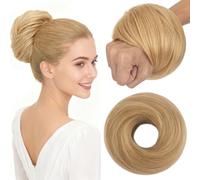 S-noilite Chignons, 45g Chouchou Droit avec Chignon, Chignon Duveteux en Cheveux Naturels, Chignon Haut Épais pour Femme, Blond Foncé #27R
