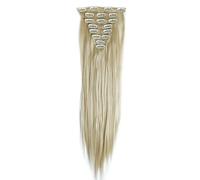 S-noilite - Extension a Clip Cheveux Naturel Clip in Hair Extensions Tête Pleine 8 Bandes 18 Clips 58cm Tout Droit - Blond de blanchiment