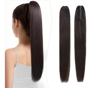 S-noilite Extension Naturel Rajout Queue de Cheval, 120g Queue de Cheval Extension a Clip, Extension Queue de Cheval Cheveux Humain, Extension Queue Cheval Ponytail pour Femmes, 50CM Noir Clair #1BA
