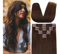 S-noilite Extensions à Clip en Cheveux Humains, 100% Vrais Extensions de Cheveux Clipser, Extension de Cheveux à Mèche Unique à Clips pour Femmes, 20Pouce #04